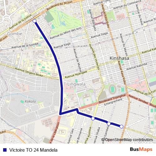 Victoire TO 24 Mandela bus Line Map