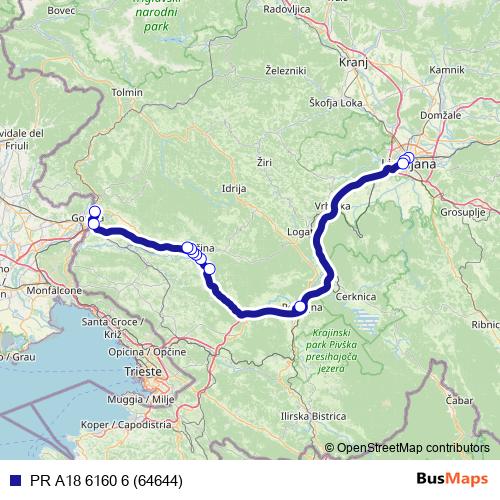PR A18 6160 6 (64644) bus Line Map