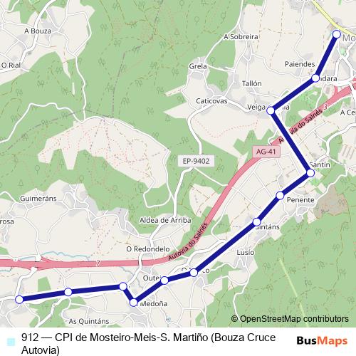 912 bus Line Map
