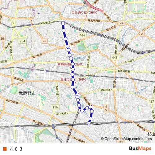 西０３ bus Line Map