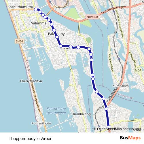Thoppumpady ↔ Aroor bus Line Map