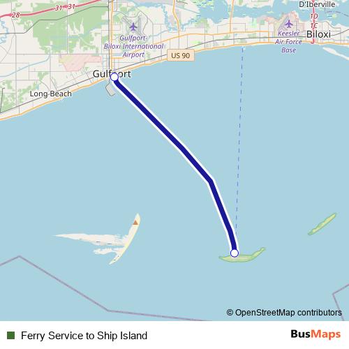 Ferry Service to Ship Island ferry Line Map
