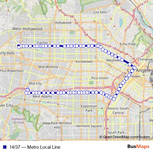 14/37 bus Line Map