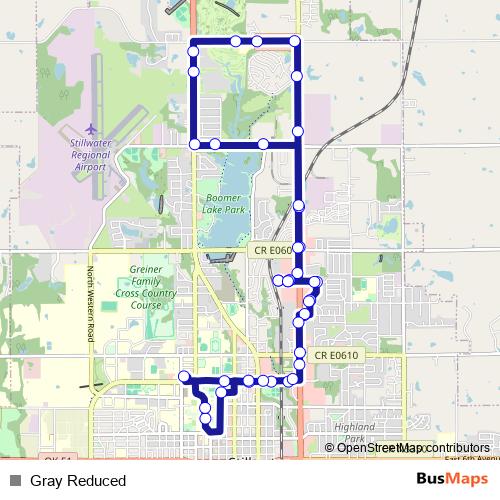 Gray Reduced bus Line Map
