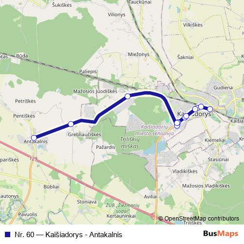 Nr. 60 bus Line Map