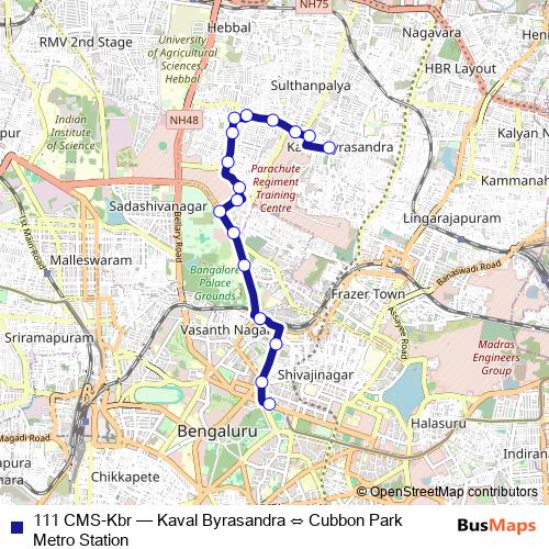 111 CMS-Kbr bus Line Map