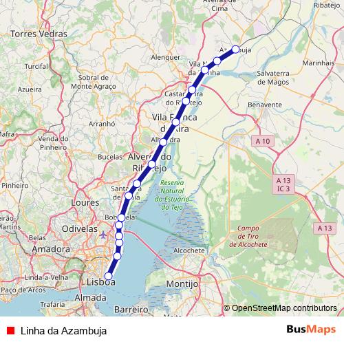 Linha da Azambuja rail Line Map