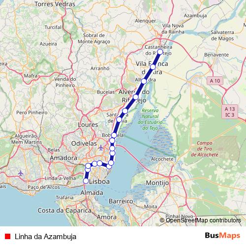 Linha da Azambuja rail Line Map