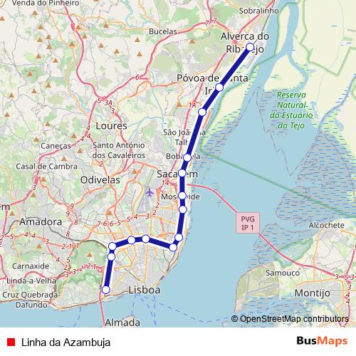 Linha da Azambuja rail Line Map