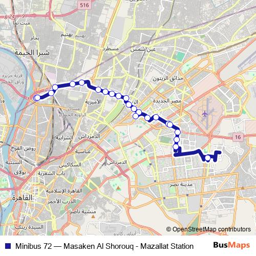 Minibus 72 bus Line Map