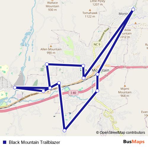 Black Mountain Trailblazer bus Line Map