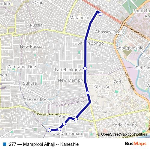 277 bus Line Map