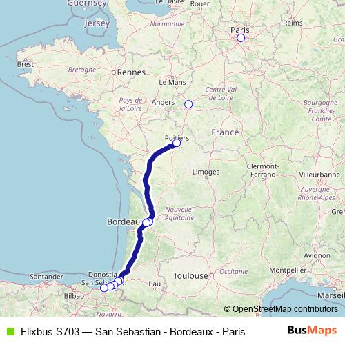 Flixbus S703 bus Line Map