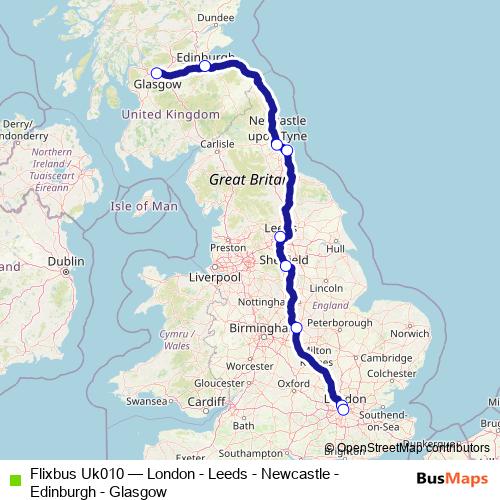 Flixbus Uk010 bus Line Map
