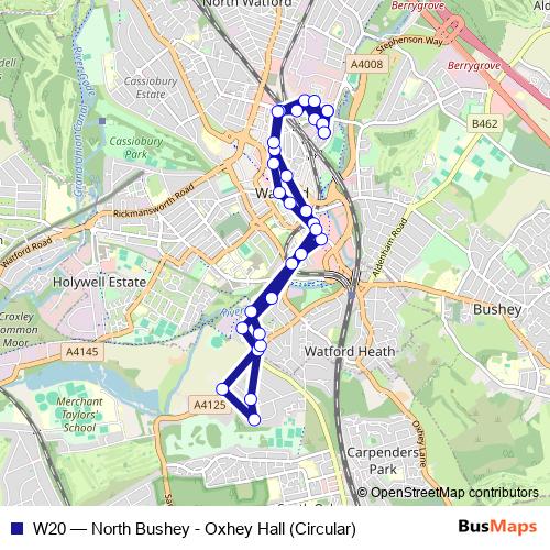 W20 bus Line Map