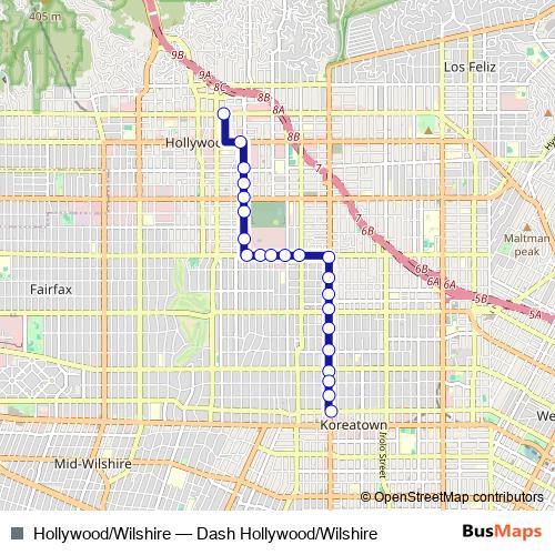 Hollywood/Wilshire bus Line Map