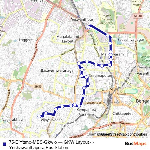 75-E Yttmc-MBS-Gkwlo bus Line Map