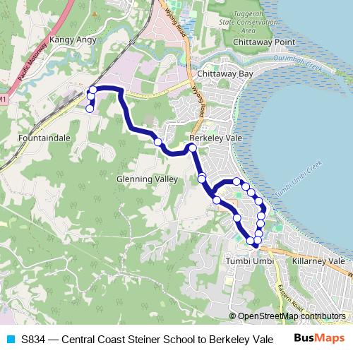 S834 bus Line Map