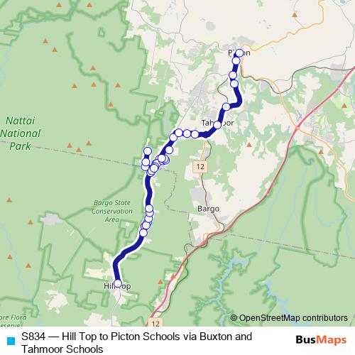 S834 bus Line Map