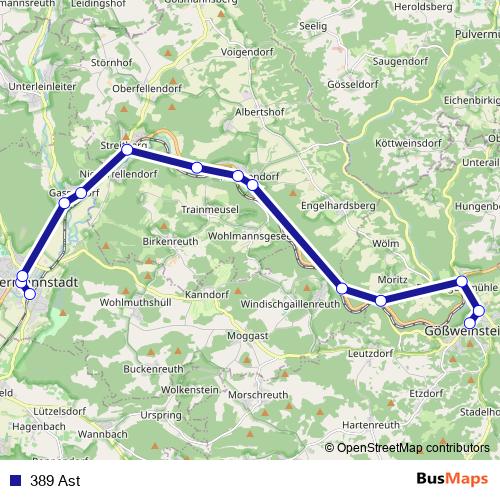389 Ast bus Line Map