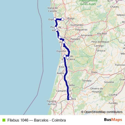 Flixbus 1046 bus Line Map