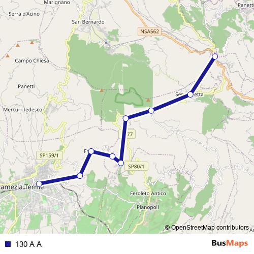 130 A A bus Line Map