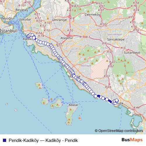 Pendik-Kadiköy bus Line Map