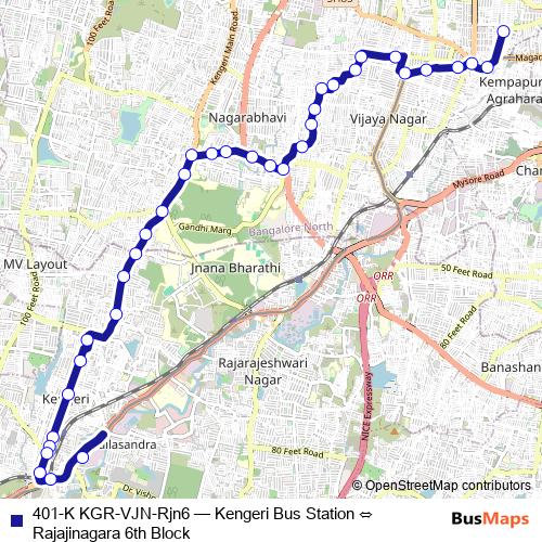 401-K KGR-VJN-Rjn6 bus Line Map