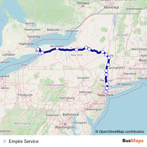 Empire Service rail Line Map