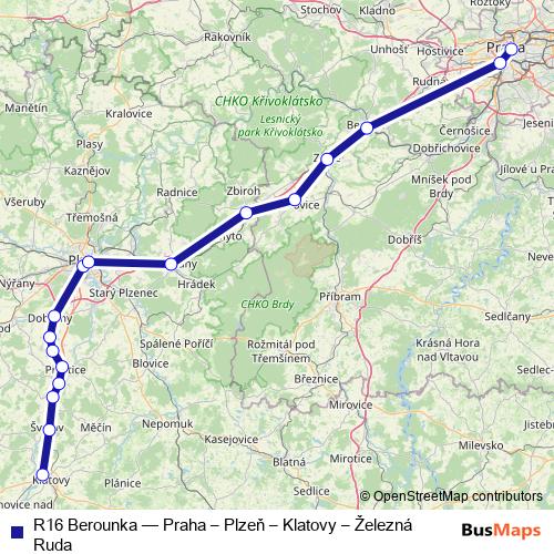 R16 Berounka rail Line Map