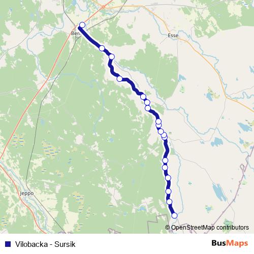 Vilobacka - Sursik bus Line Map