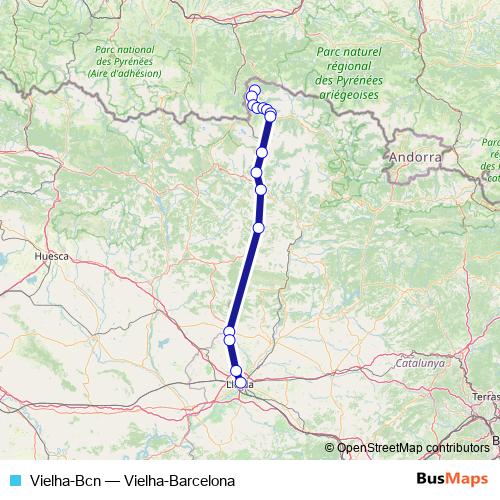 Vielha-Bcn bus Line Map
