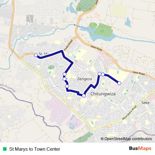 St Marys to Town Center bus Line Map