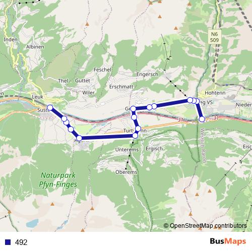 492 bus Line Map