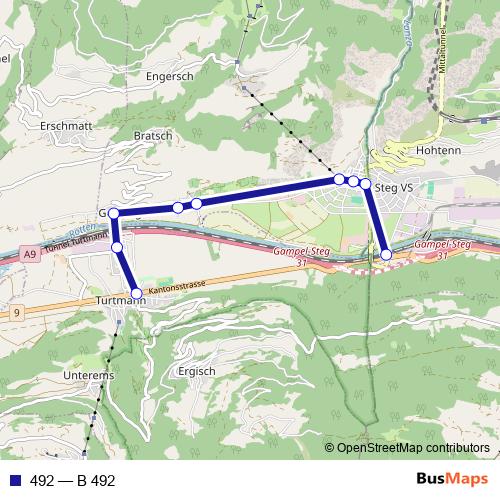 492 bus Line Map