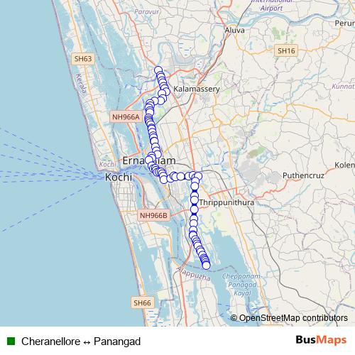 Cheranellore ↔ Panangad bus Line Map