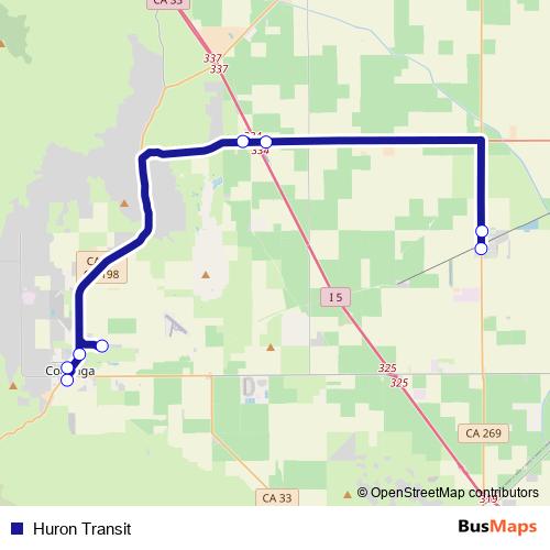Huron Transit bus Line Map