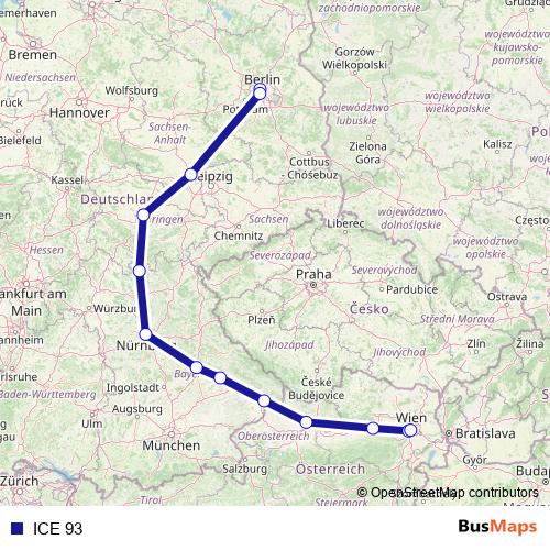 ICE 93 rail Line Map