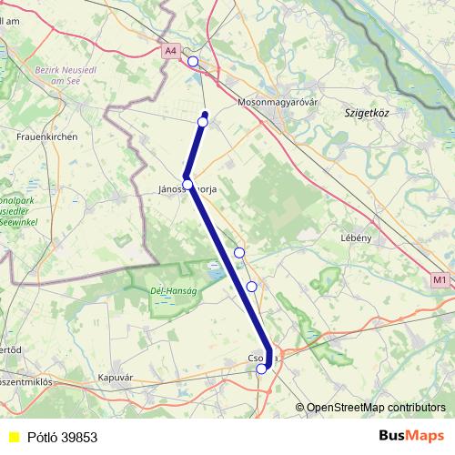 Pótló 39853 bus Line Map
