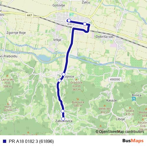 PR A18 0182 3 (61896) bus Line Map