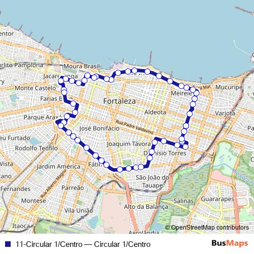 11-Circular 1/Centro bus Line Map