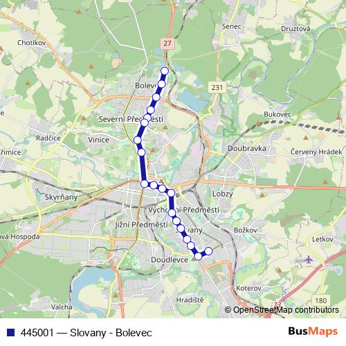 445001 tram Line Map