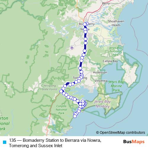 135 bus Line Map