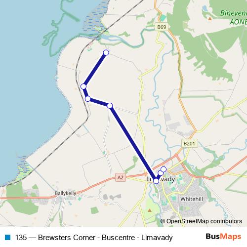 135 bus Line Map