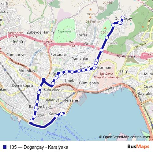 135 bus Line Map