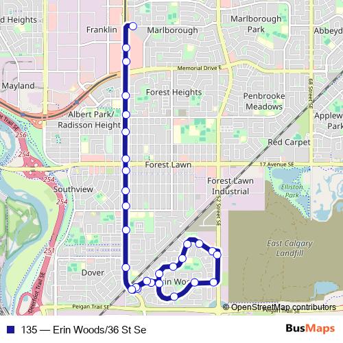 135 bus Line Map