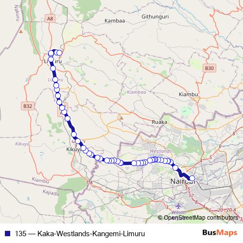 135 bus Line Map