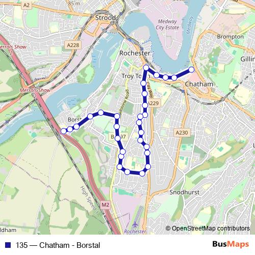 135 bus Line Map
