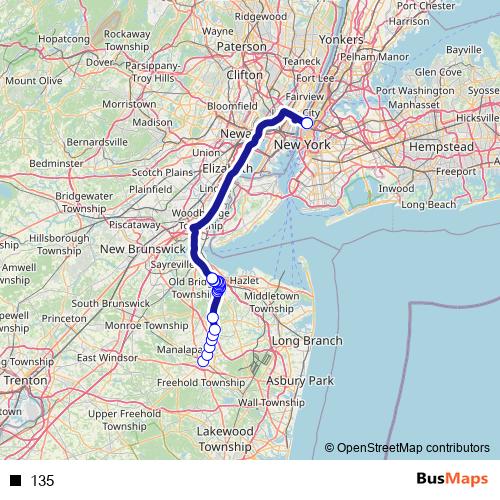 135 bus Line Map