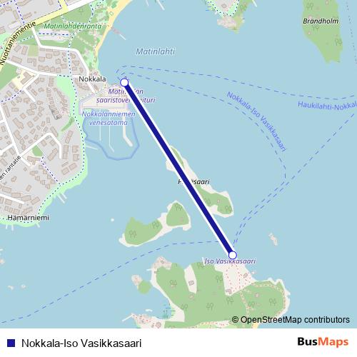 Nokkala-Iso Vasikkasaari ferry Line Map